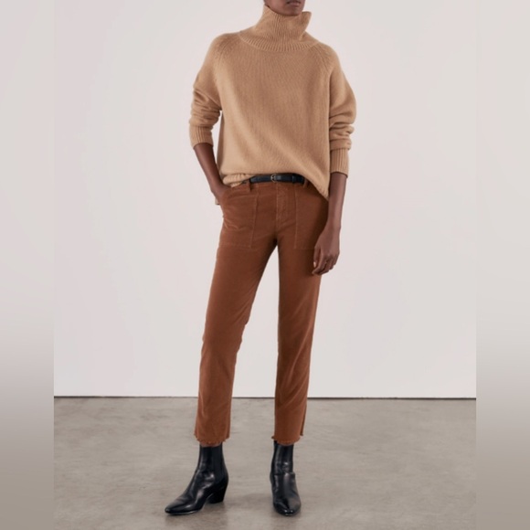 Nili Lotan Jenna Cropped Cotton-Blend Corduroy Slim-Leg Pants in Chestnut - Picture 10 of 13